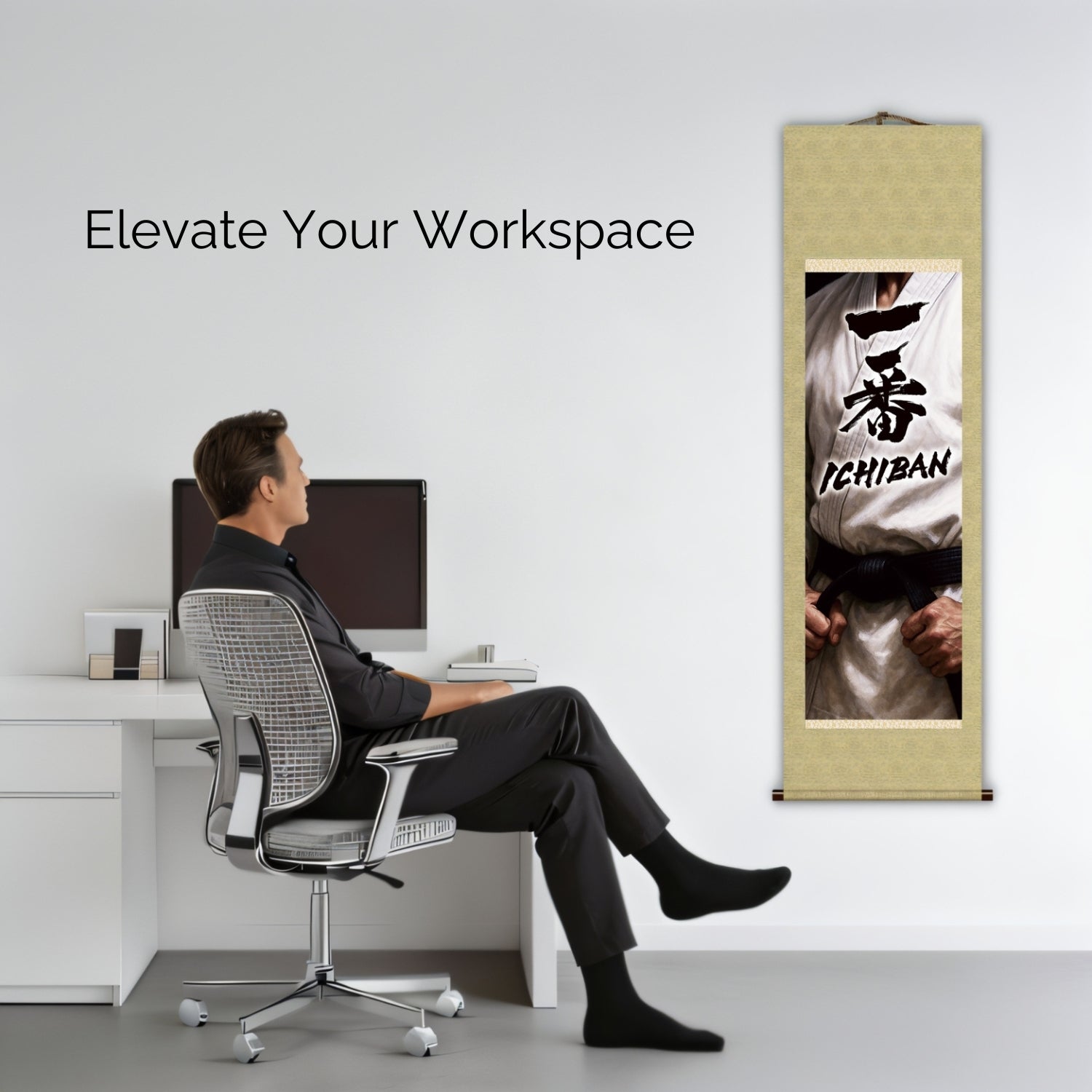 Arte Marcial Japonesa Ichiban Kakemono Banner de Parede – Espírito de Faixa Preta