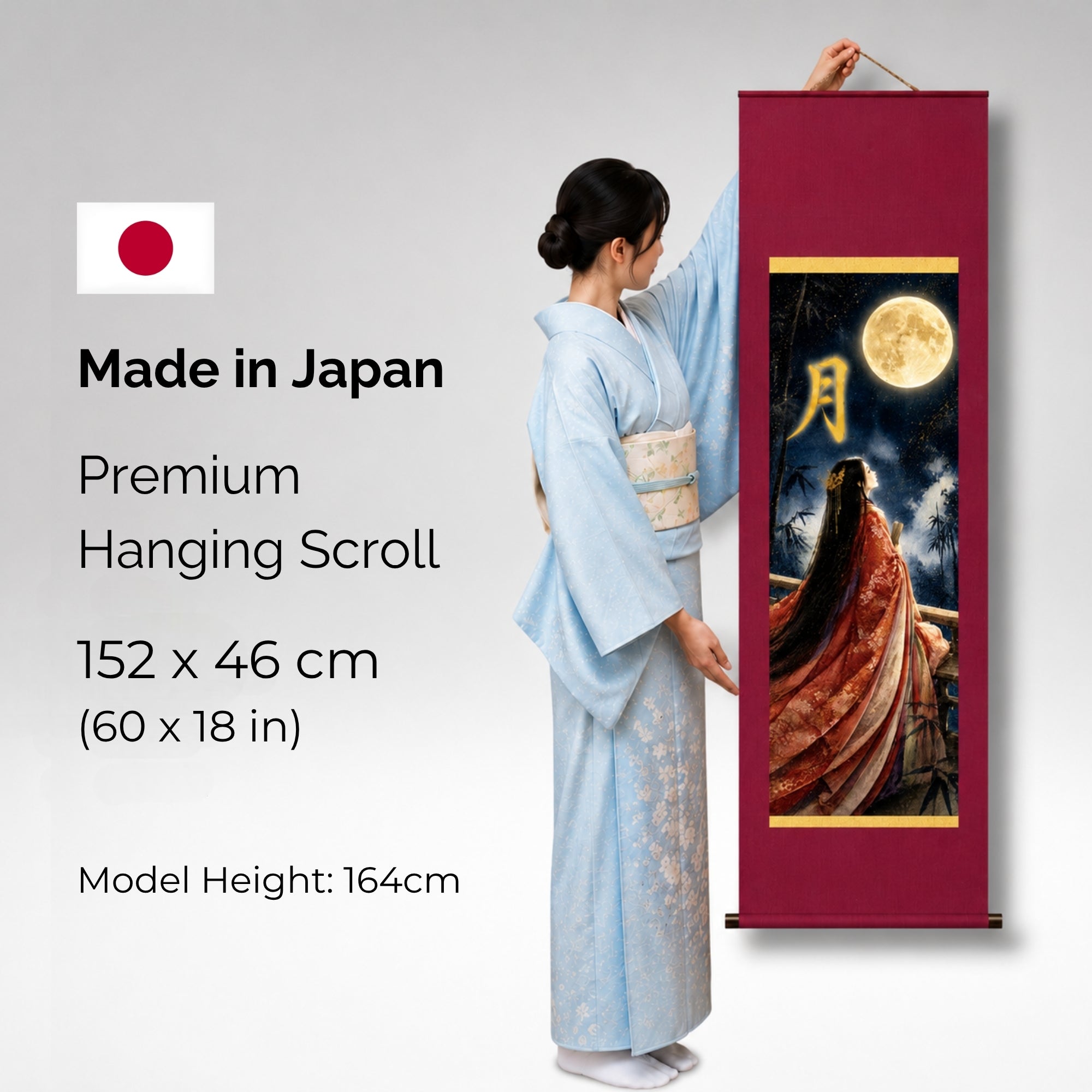 Kakemono mural Princesse japonaise Kaguya – Art de la princesse de la lune 