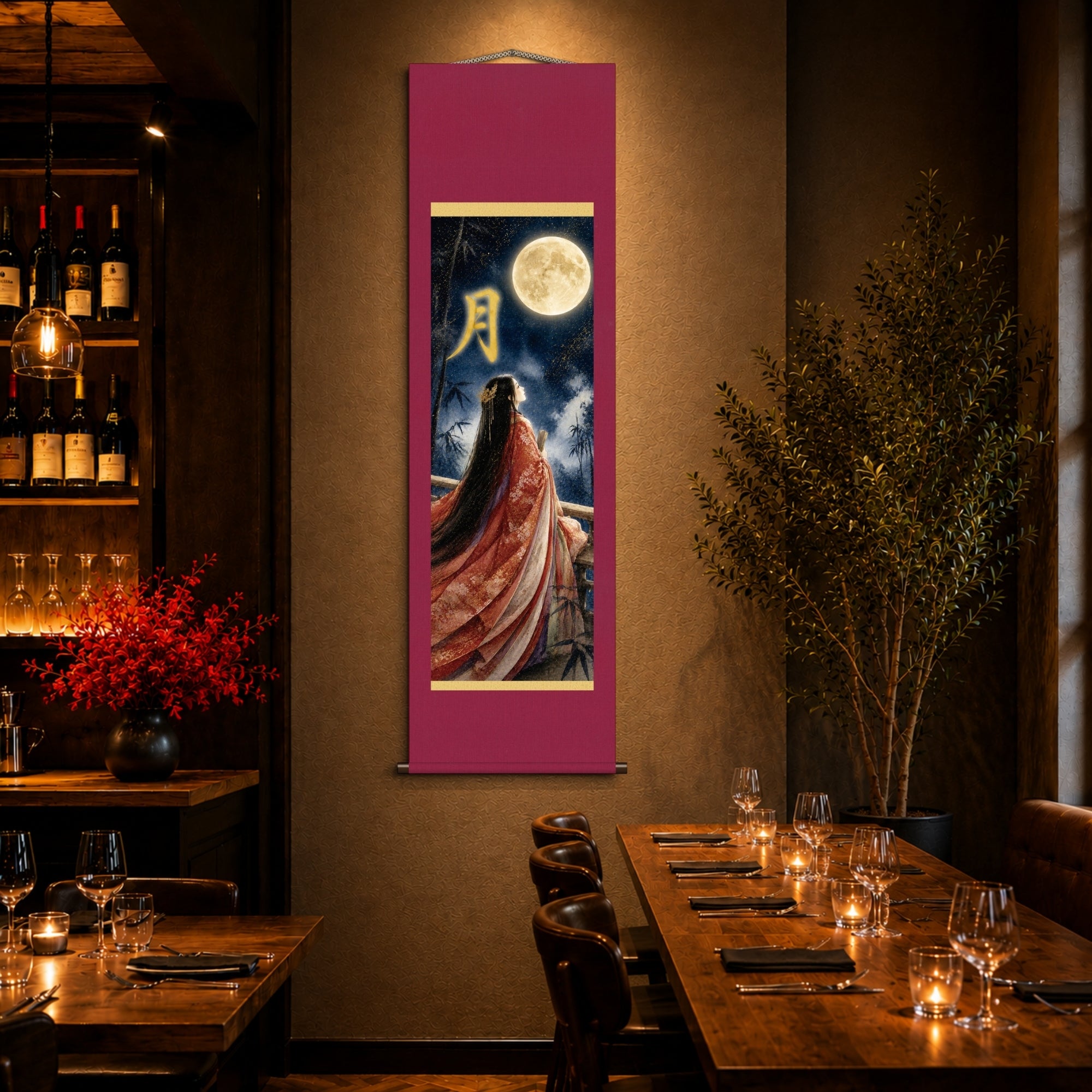 Kakemono mural Princesse japonaise Kaguya – Art de la princesse de la lune 